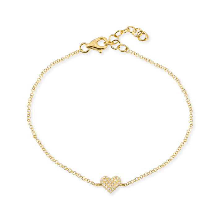 14K Pave Diamond Heart Bracelet