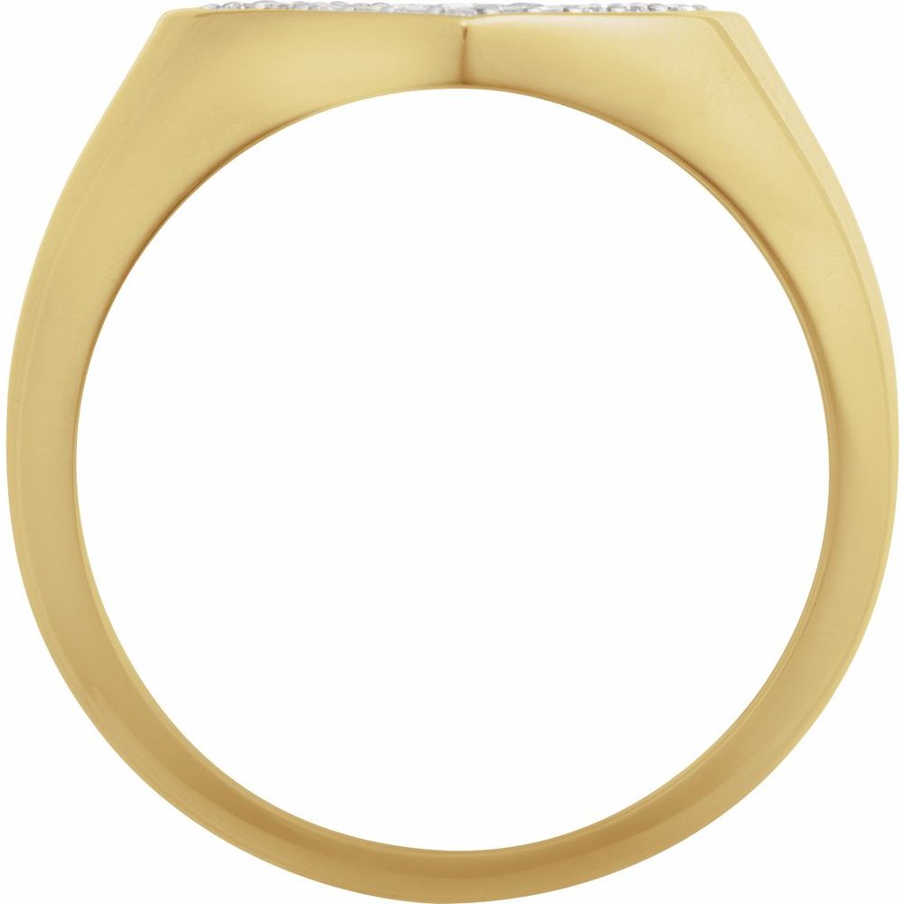 14K Pave Diamond Heart Signet Ring