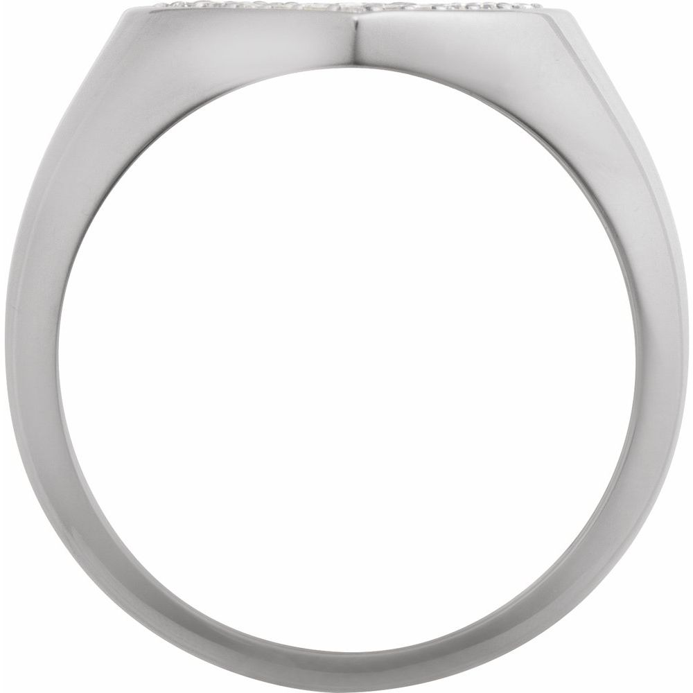 14K Pave Diamond Heart Signet Ring