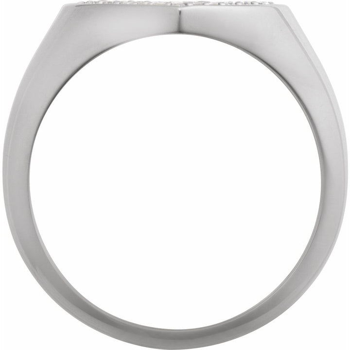 14K Pave Diamond Heart Signet Ring