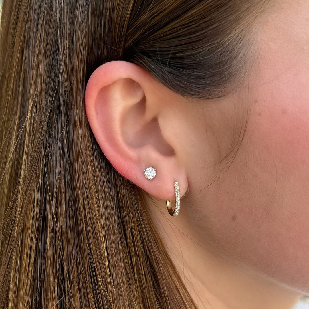 14K Pave Diamond Oval Huggies