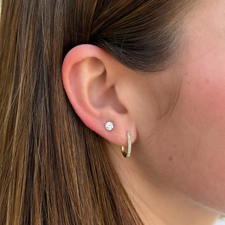 14K Pave Diamond Oval Huggies