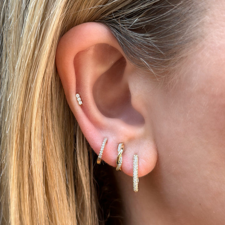 14K Pave Diamond Oval Huggies