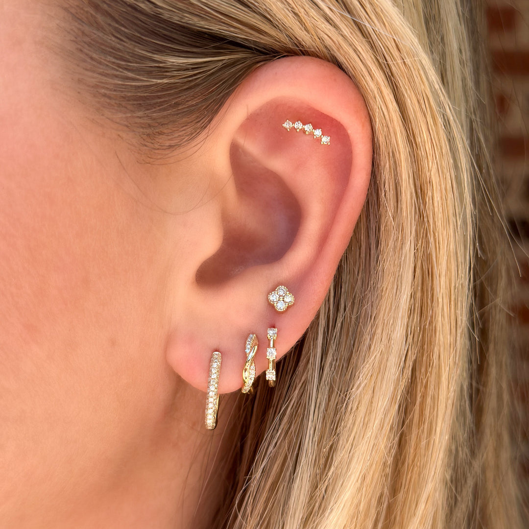 14K Diamond Clover Studs