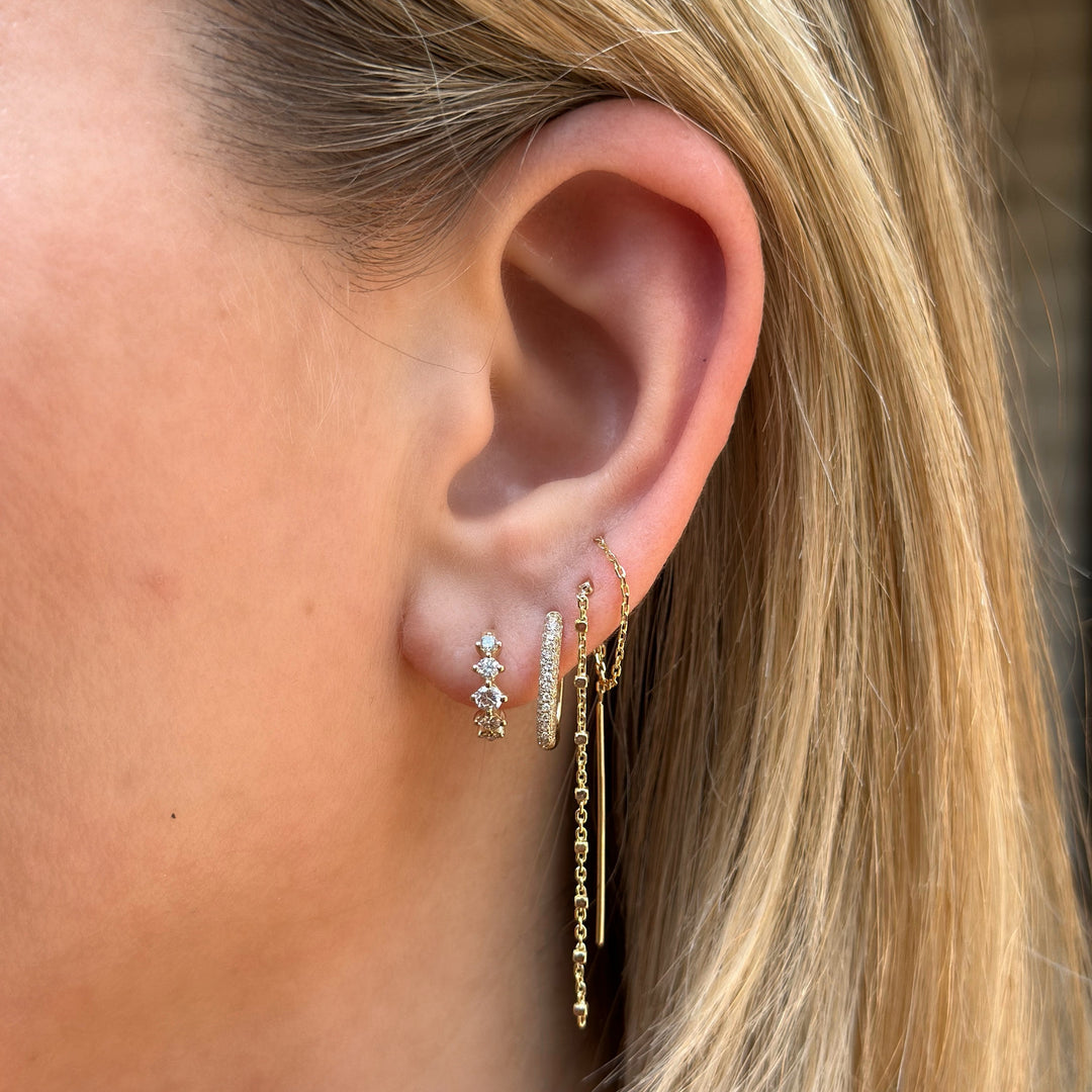 14K Pave Diamond Oval Huggies