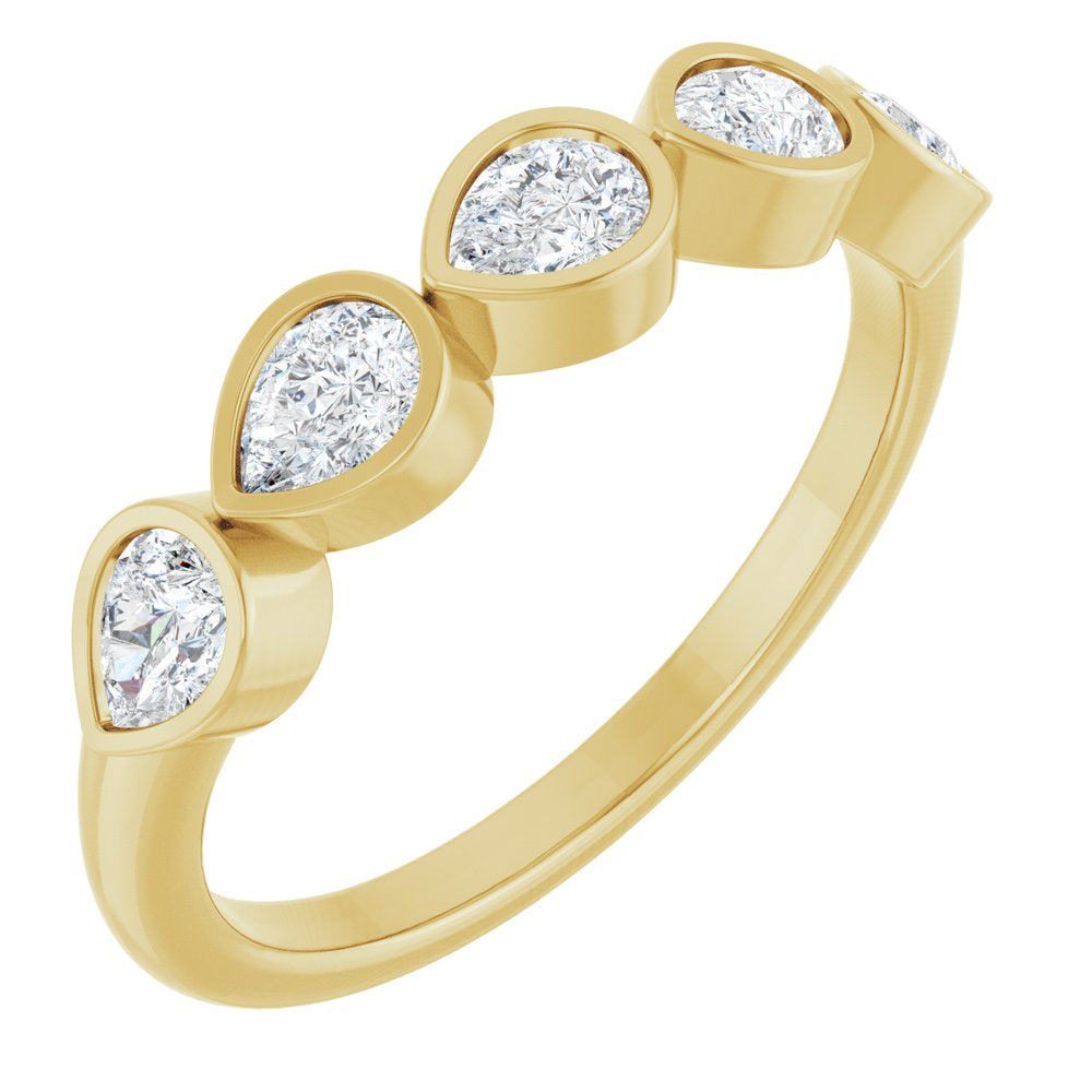 14K Pear Bezel Diamond Anniversary Band