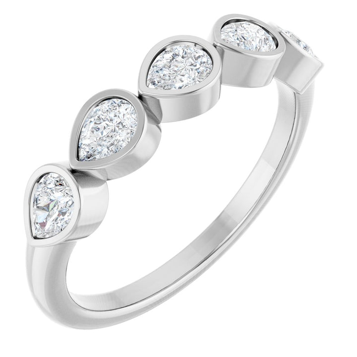 14K Pear Bezel Diamond Anniversary Band