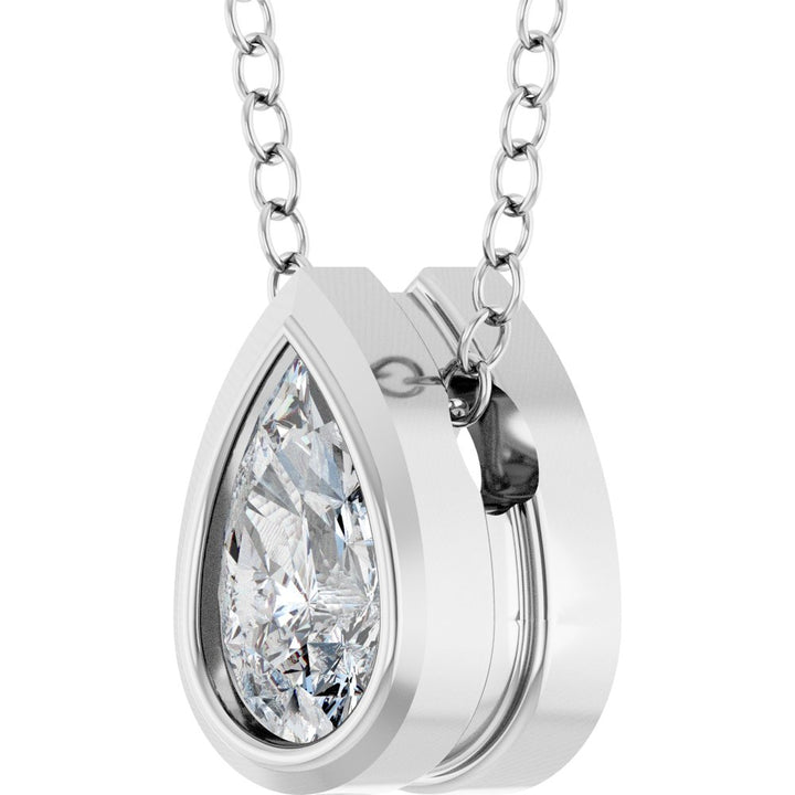 14K Pear Bezel Diamond Solitaire Necklace