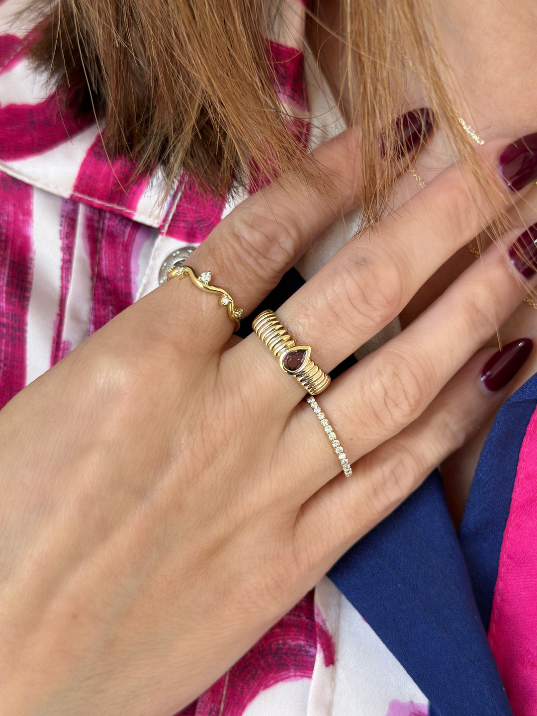 14K Pear Bezel Gemstone Ring