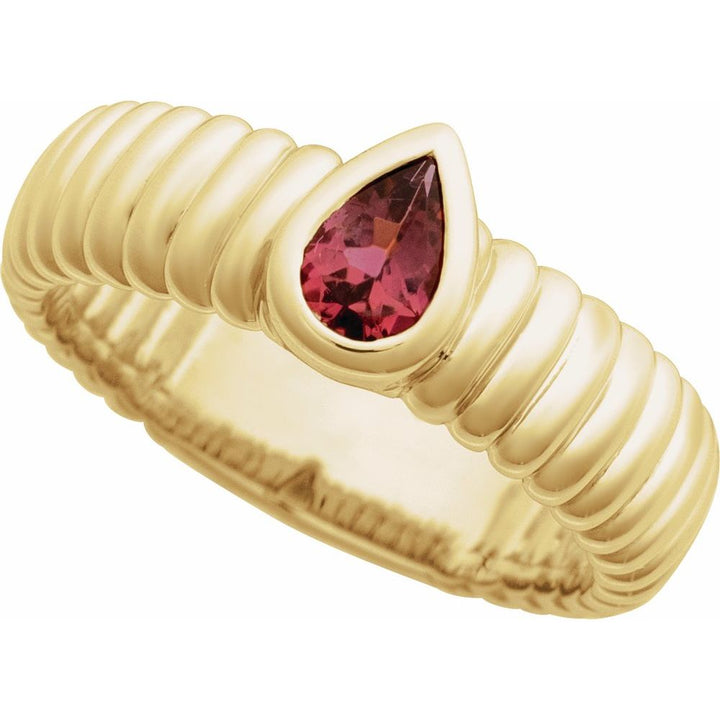 14K Pear Bezel Gemstone Ring