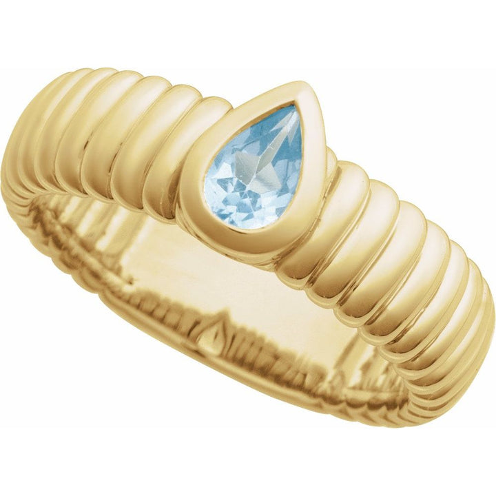 14K Pear Bezel Gemstone Ring