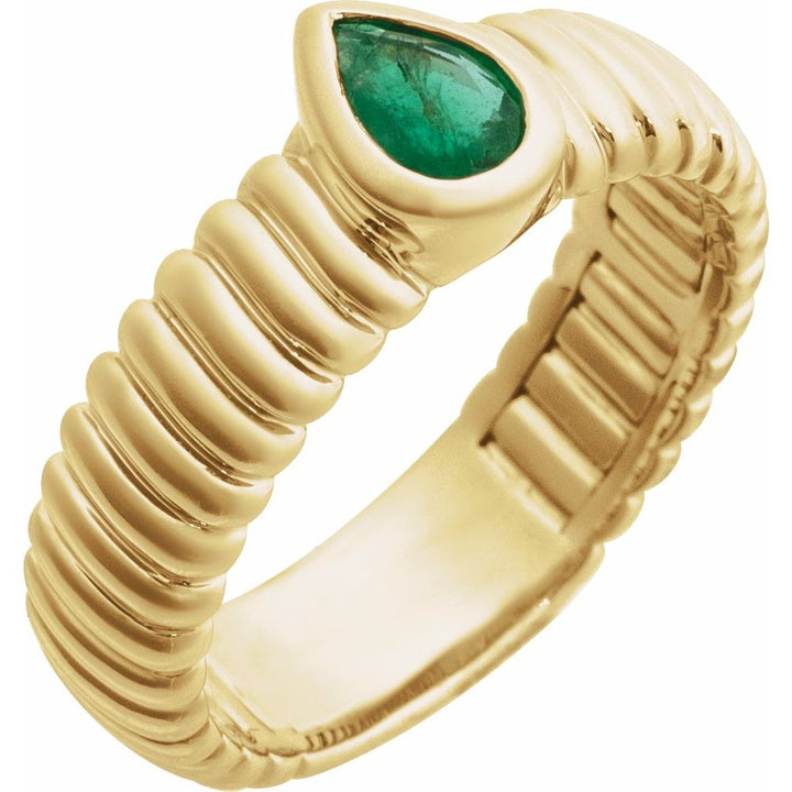 14K Pear Bezel Gemstone Ring