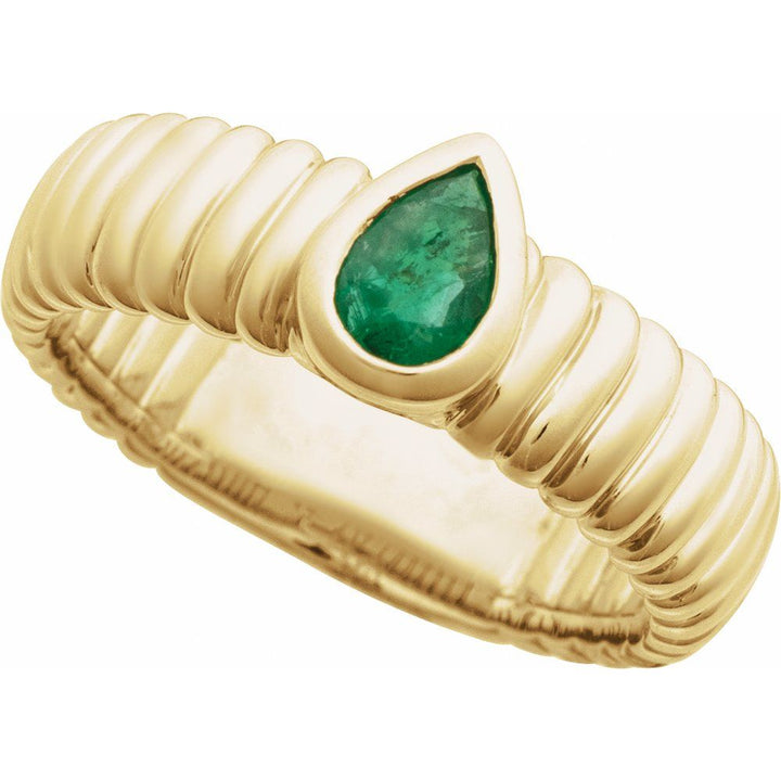 14K Pear Bezel Gemstone Ring