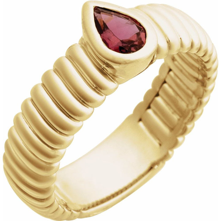 14K Pear Bezel Gemstone Ring