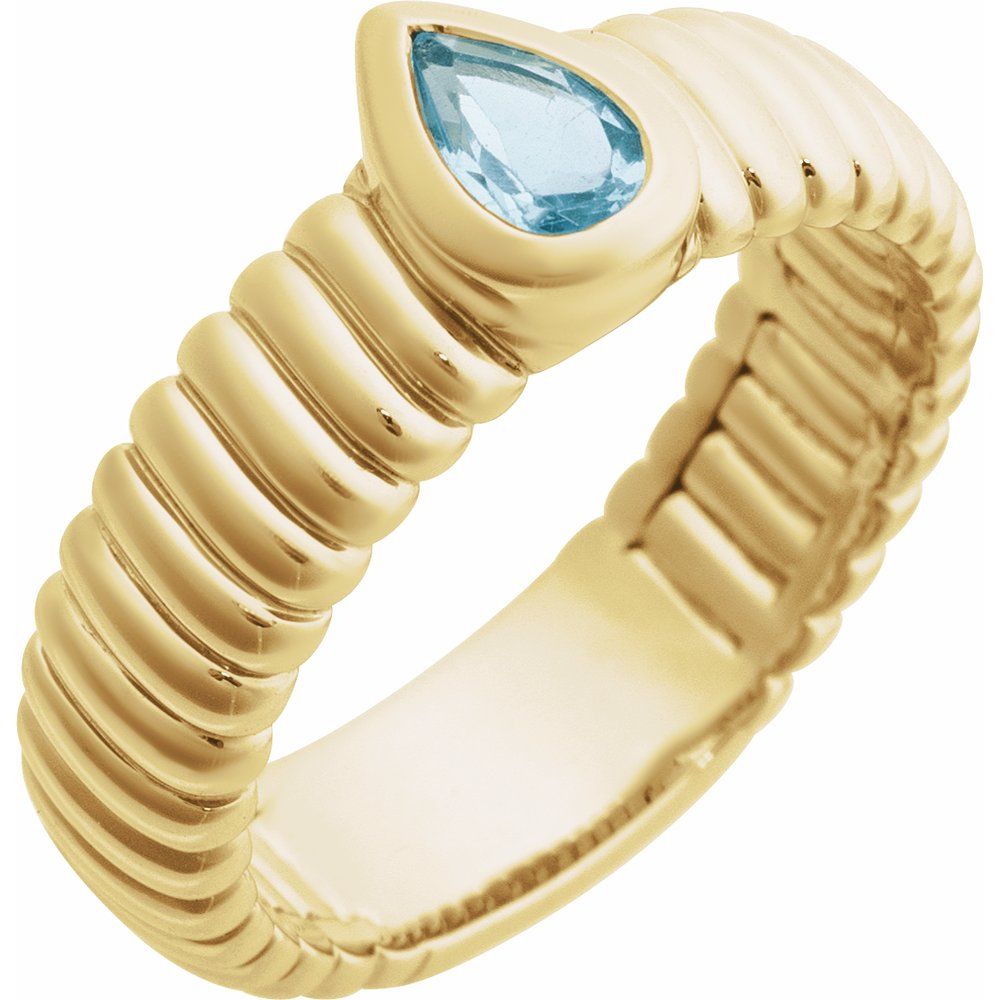 14K Pear Bezel Gemstone Ring