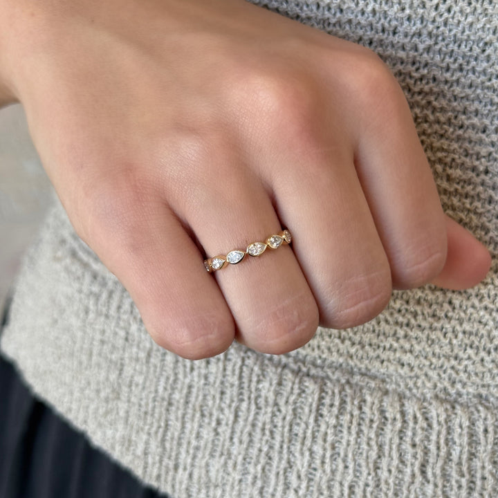 14K Pear Diamond Bezel Anniversary Ring