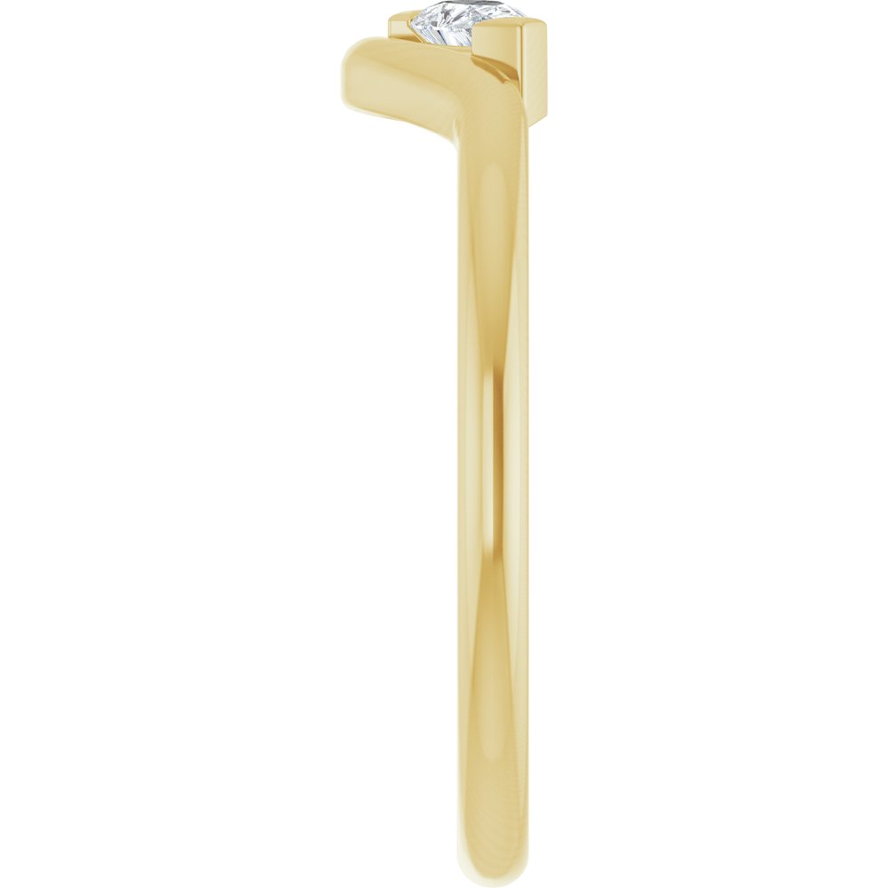 14K Pear Diamond Half Bezel Wave Ring