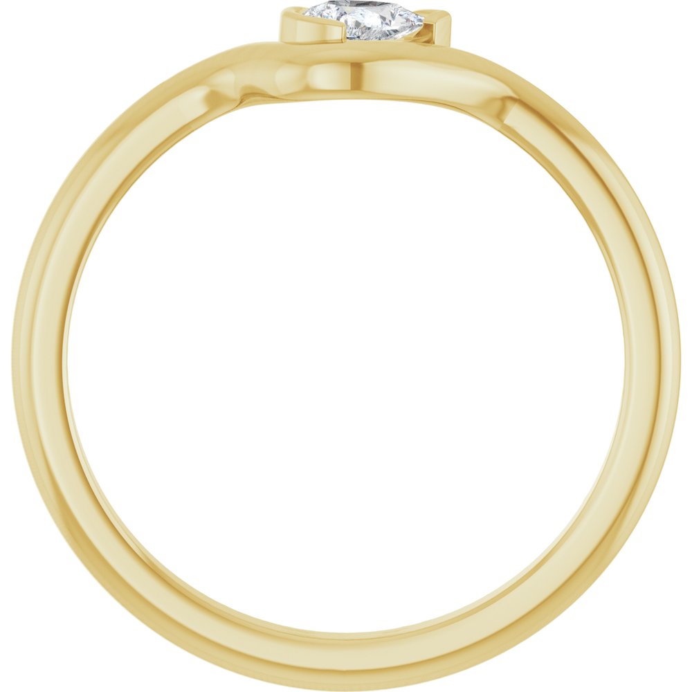 14K Pear Diamond Half Bezel Wave Ring