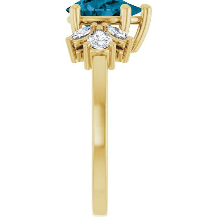 14K Pear Gemstone &amp; Lab Grown Diamond Ring