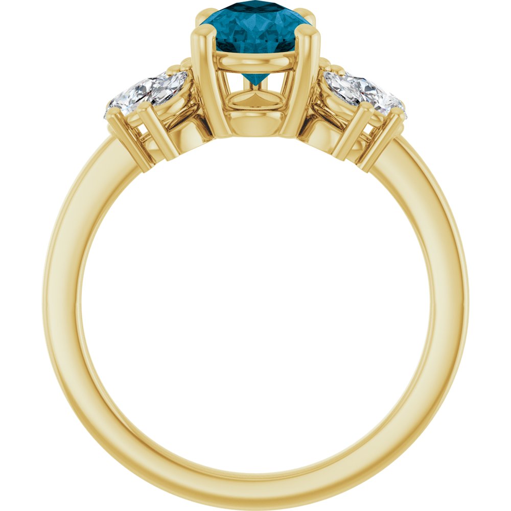 14K Pear Gemstone &amp; Lab Grown Diamond Ring