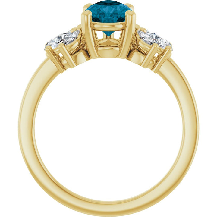 14K Pear Gemstone &amp; Lab Grown Diamond Ring