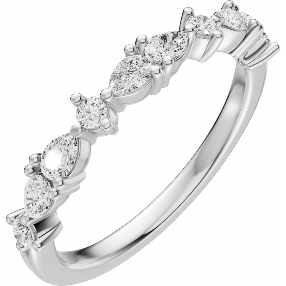 14K Pear &amp; Round Diamond Anniversary Band