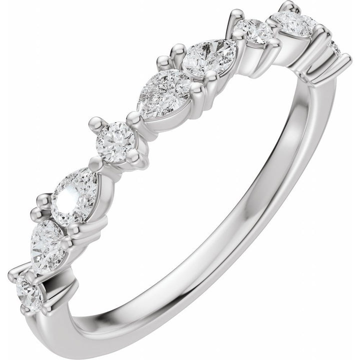14K Pear &amp; Round Diamond Anniversary Band