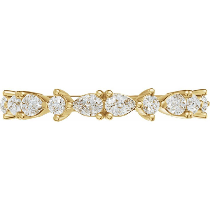 14K Pear &amp; Round Diamond Anniversary Band