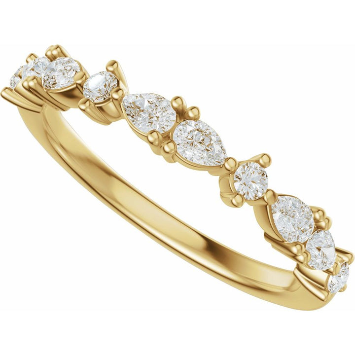 14K Pear &amp; Round Diamond Anniversary Band
