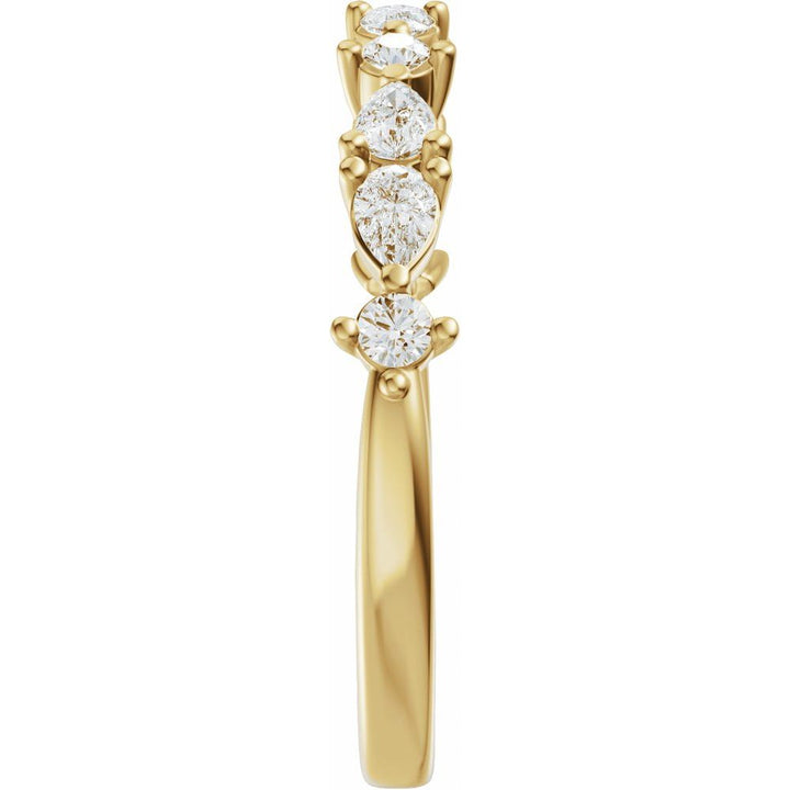 14K Pear &amp; Round Diamond Anniversary Band