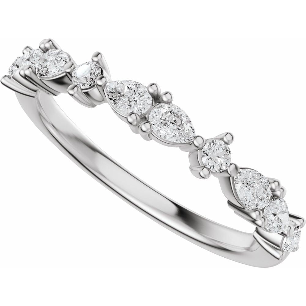 14K Pear &amp; Round Diamond Anniversary Band