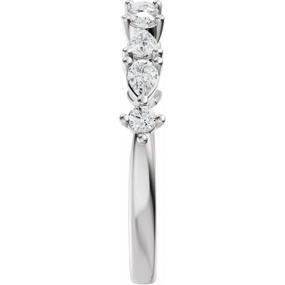 14K Pear &amp; Round Diamond Anniversary Band
