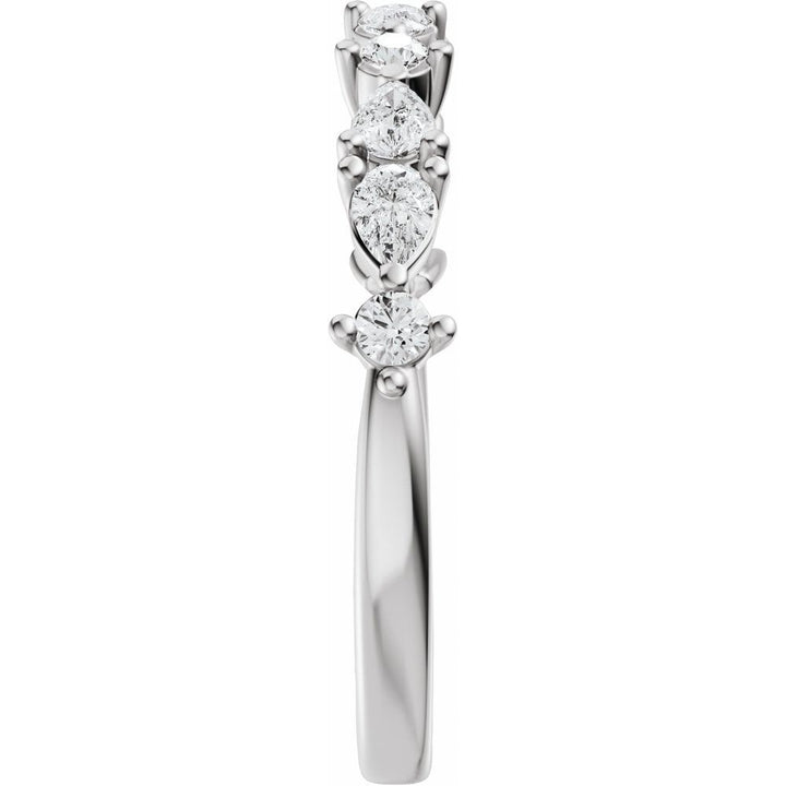 14K Pear &amp; Round Diamond Anniversary Band