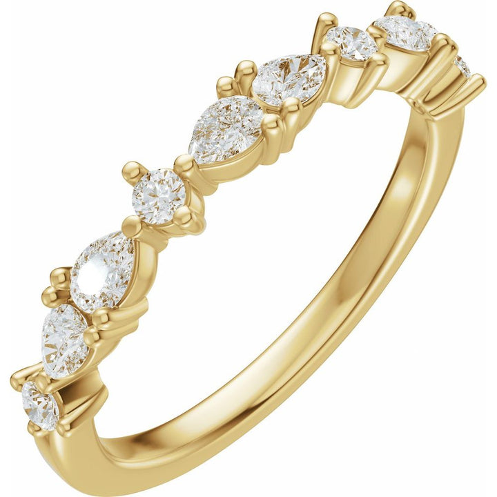 14K Pear &amp; Round Diamond Anniversary Band