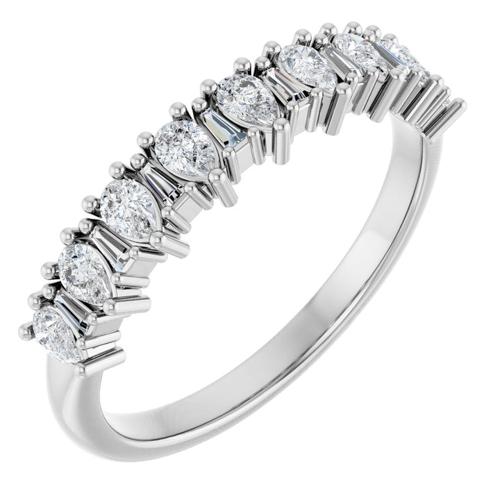 14K Pear &amp; Tapered Baguette Anniversary Band