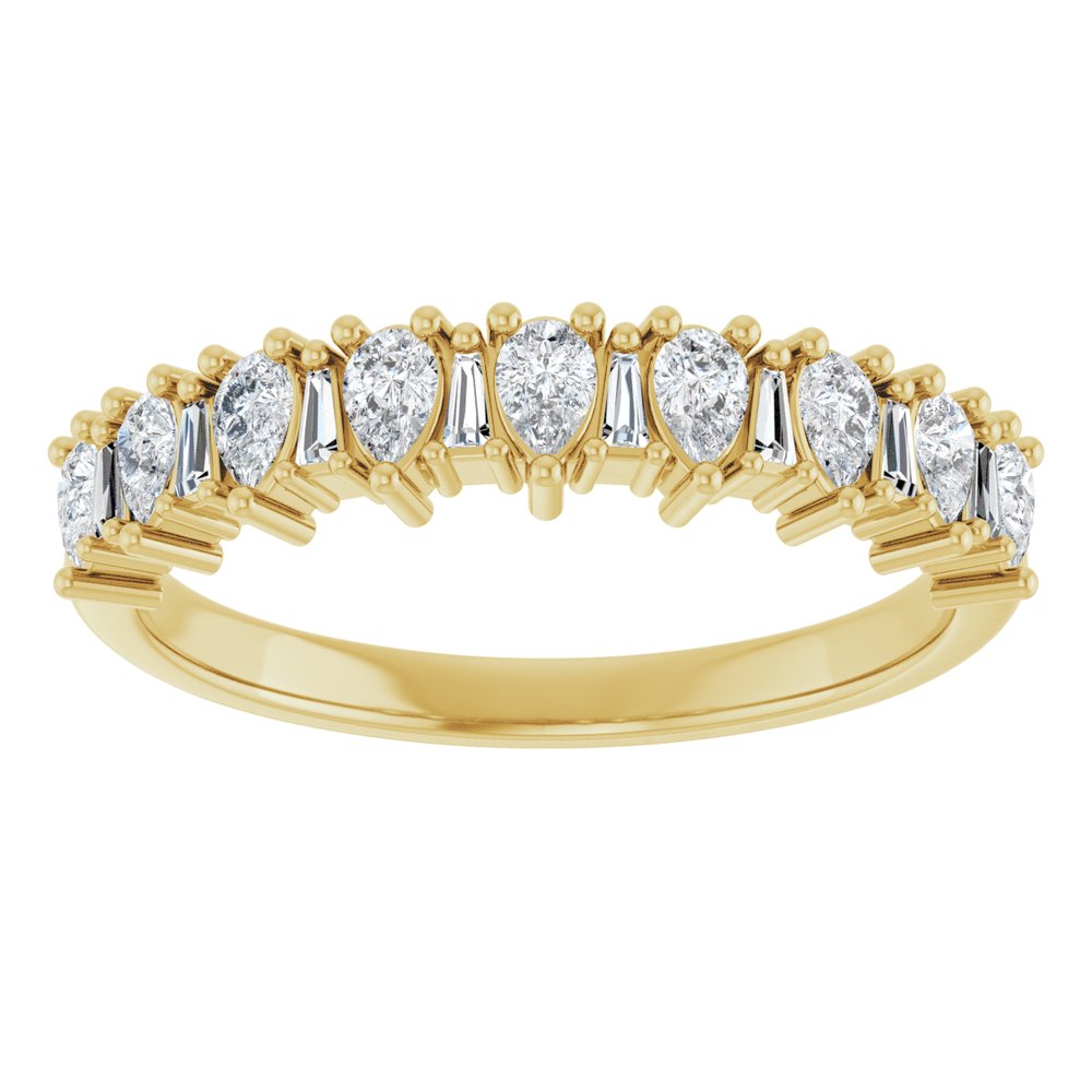 14K Pear &amp; Tapered Baguette Anniversary Band