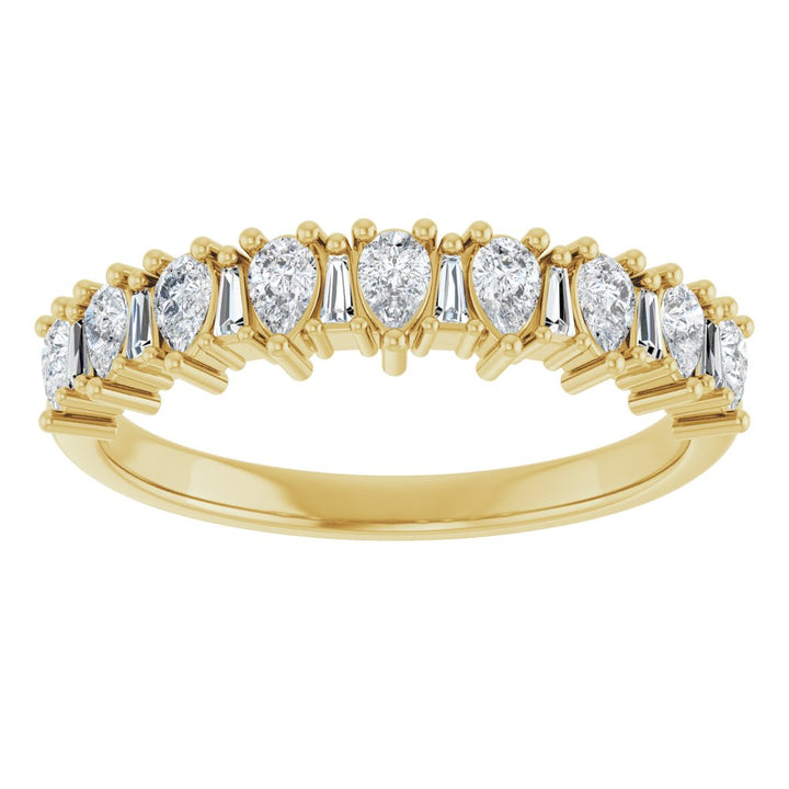 14K Pear &amp; Tapered Baguette Anniversary Band