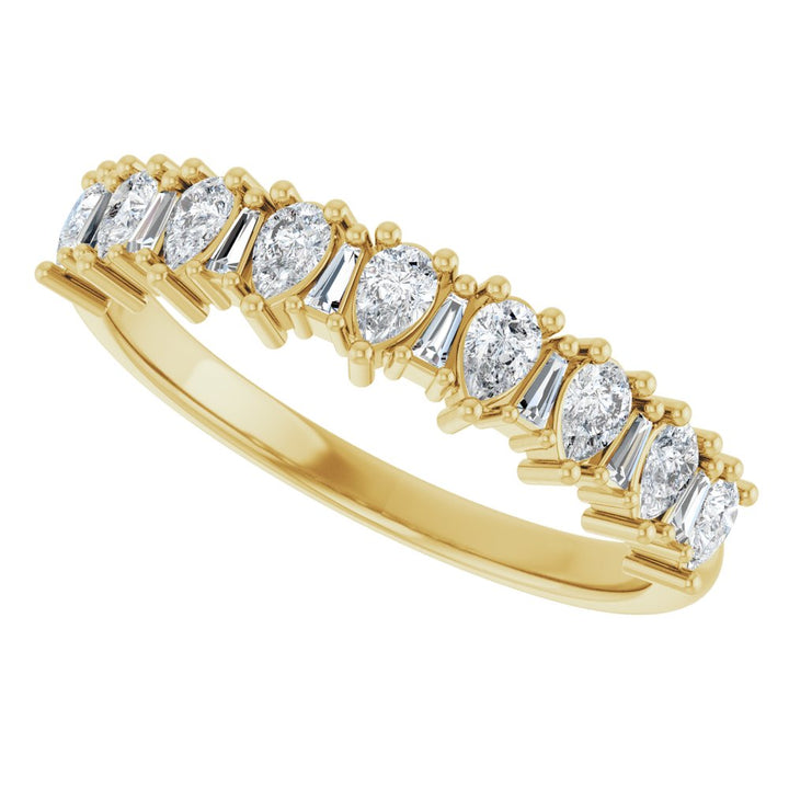 14K Pear &amp; Tapered Baguette Anniversary Band