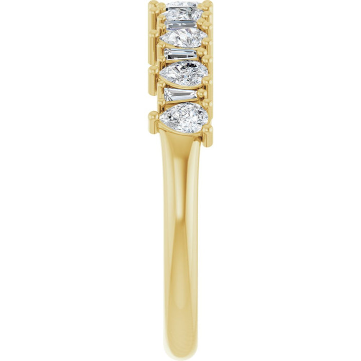 14K Pear &amp; Tapered Baguette Anniversary Band