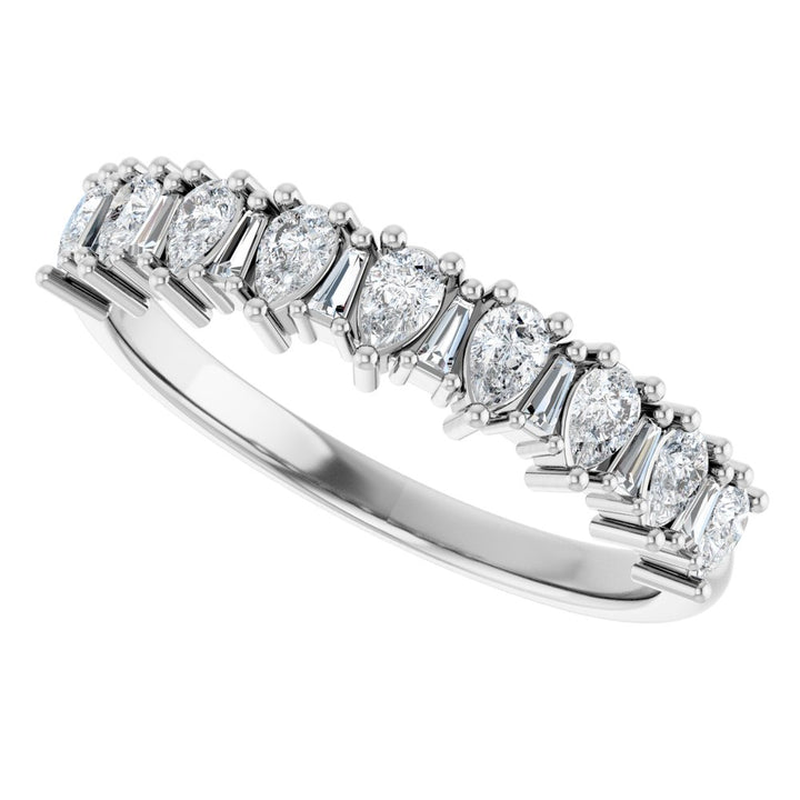 14K Pear &amp; Tapered Baguette Anniversary Band