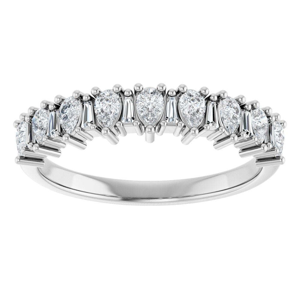14K Pear &amp; Tapered Baguette Anniversary Band