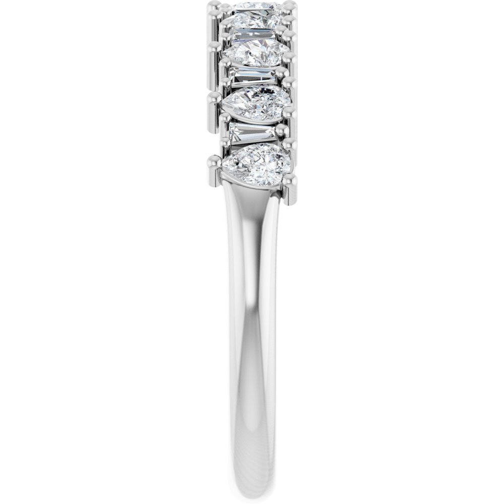 14K Pear &amp; Tapered Baguette Anniversary Band