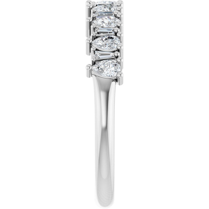 14K Pear &amp; Tapered Baguette Anniversary Band