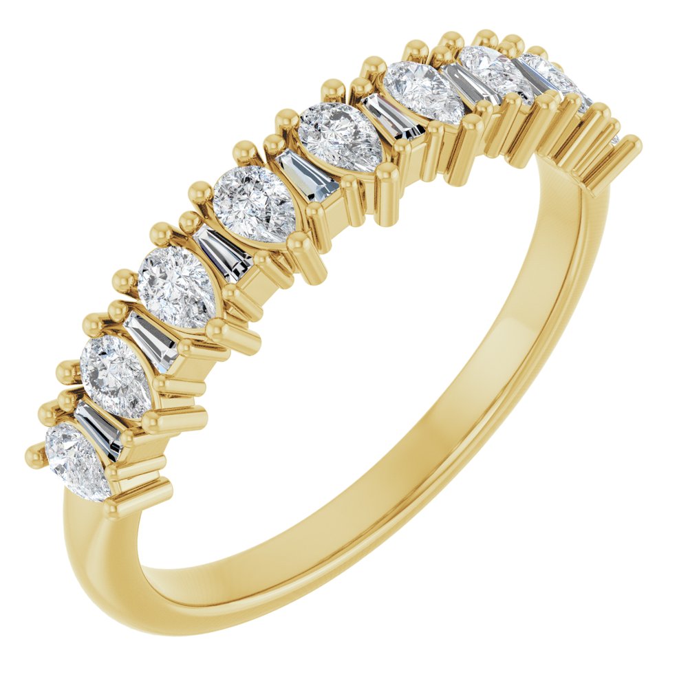 14K Pear &amp; Tapered Baguette Anniversary Band