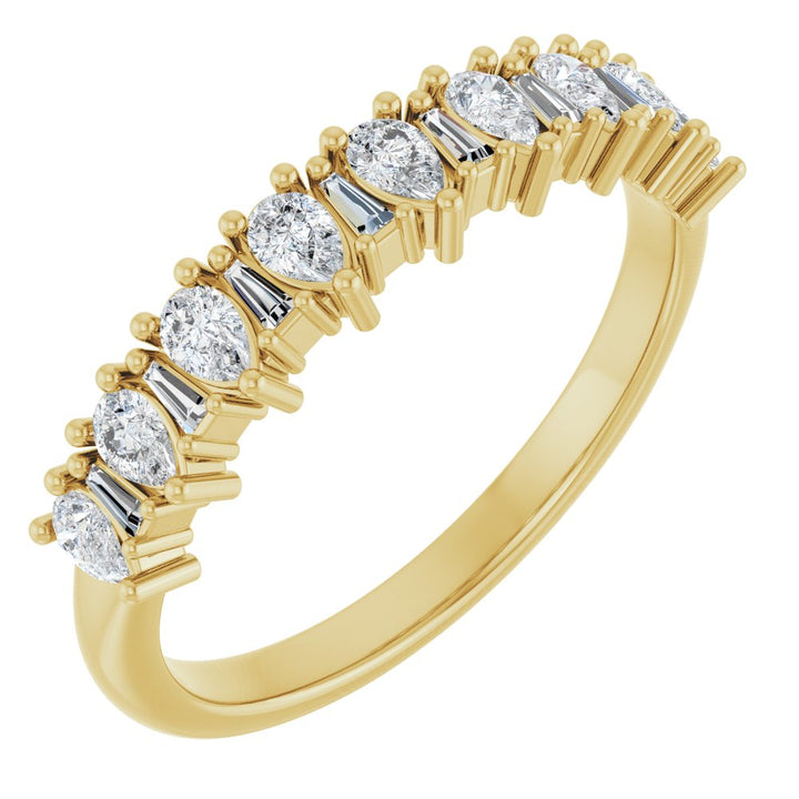 14K Pear &amp; Tapered Baguette Anniversary Band