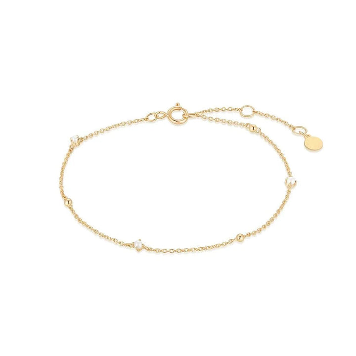 14K Pearl &amp; Bead Station Bracelet