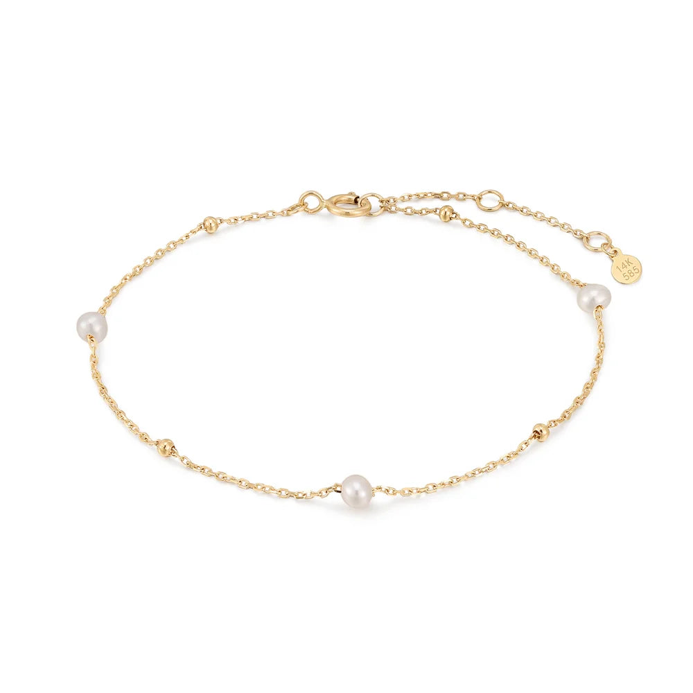 14K Pearl &amp; Gold Bead Bracelet
