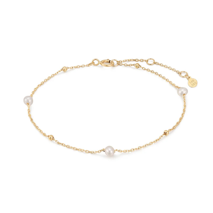 14K Pearl &amp; Gold Bead Bracelet