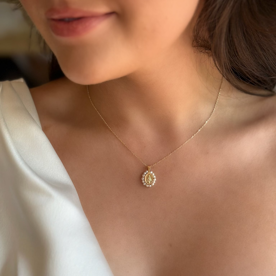 14K Pearl Halo Miraculous Pendant