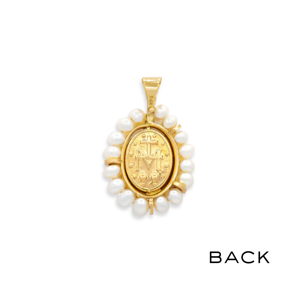 14K Pearl Halo Miraculous Pendant